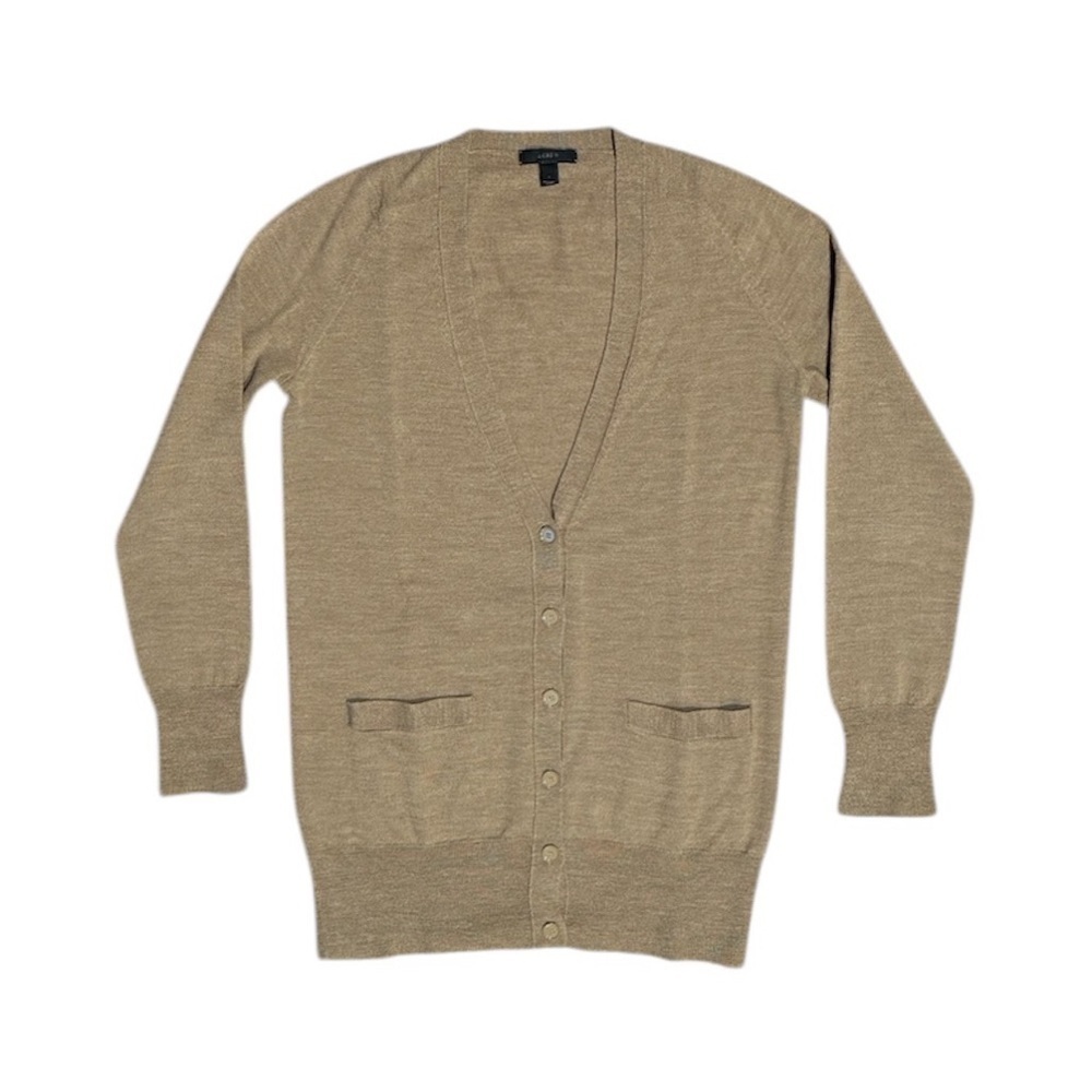 J. Crew | Merino Wool Long V-Neck Cardigan Tan, Women’s Size Small